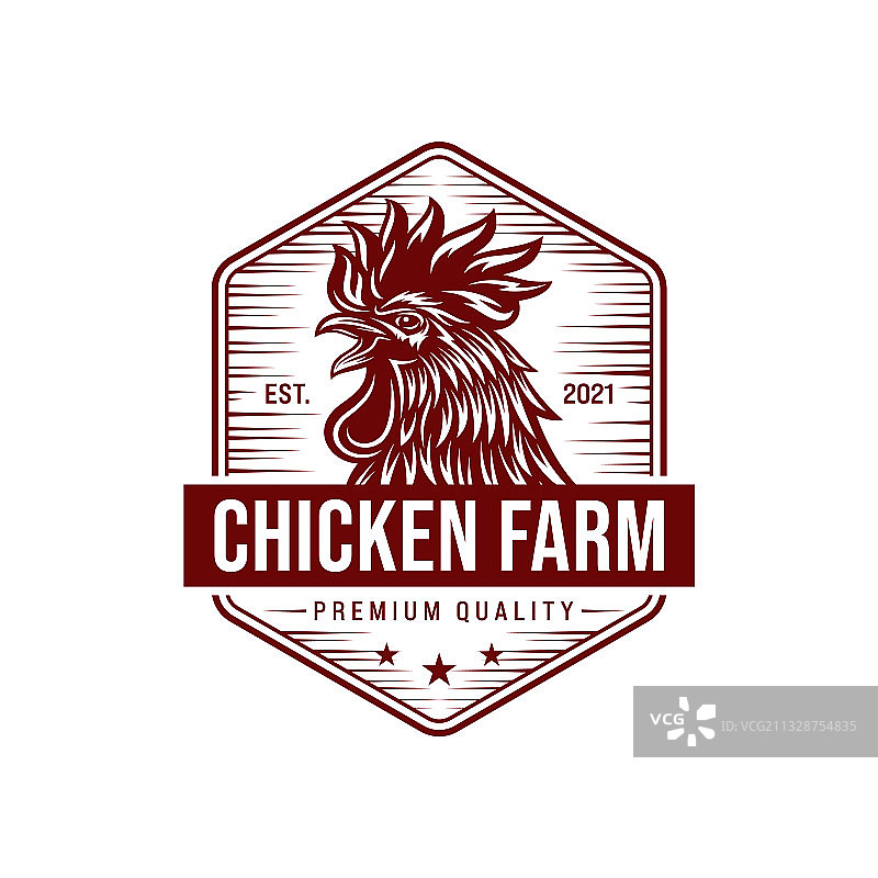 公鸡复古logo模板图片素材