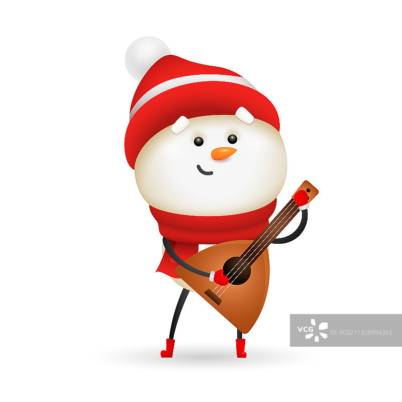 可爱的雪人演奏三弦琴图片素材