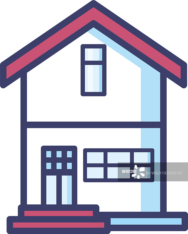 房子与门线和填充风格图标图片素材