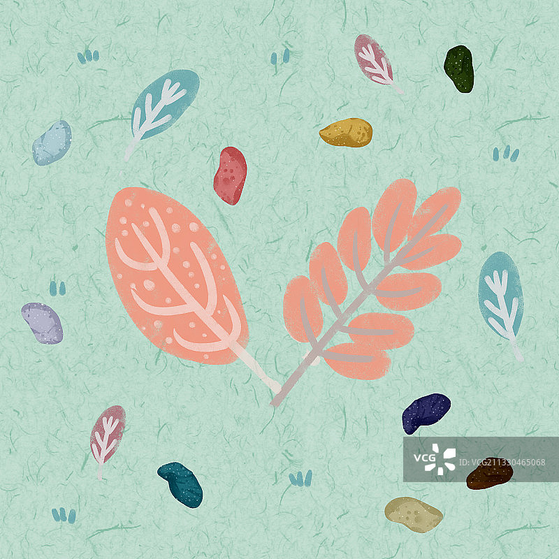 可爱植物叶子背景插画图片素材
