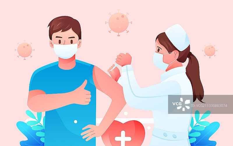 医生疫情接种新冠疫苗保障医疗健康矢量插图图片素材