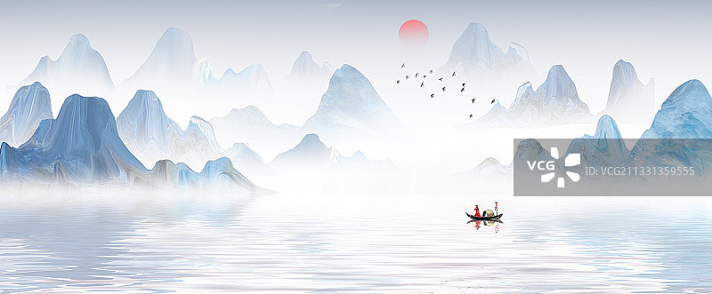 中国风新中式山水画图片素材
