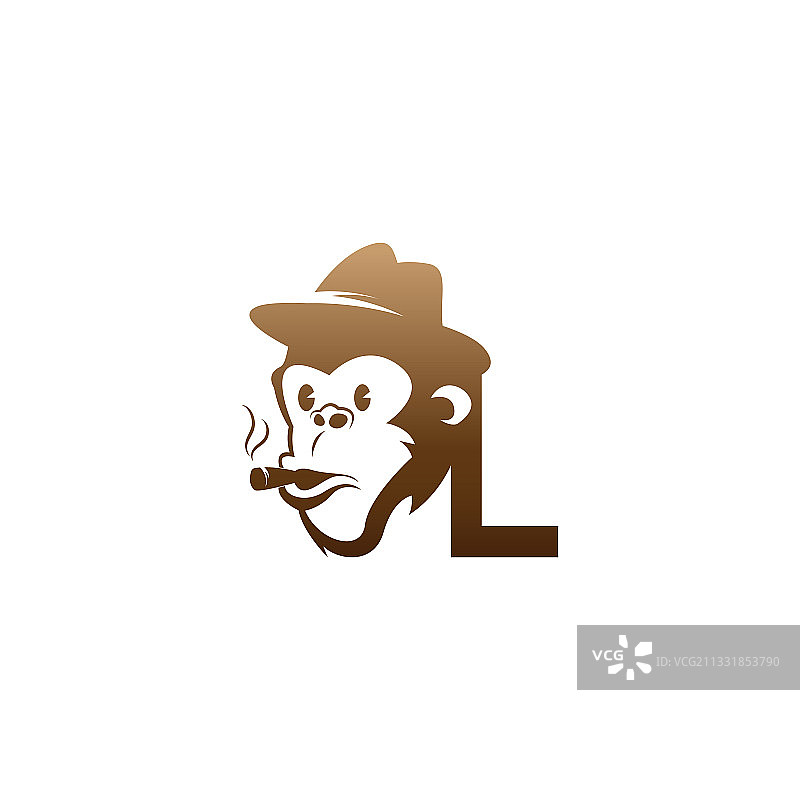 猴子头图标标志与字母l模板图片素材