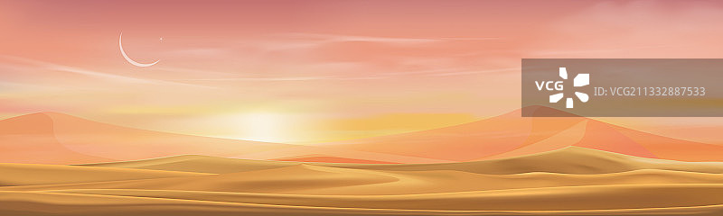 日落时的沙漠景观配以沙丘图片素材