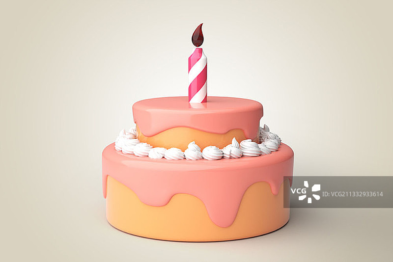 编辑图像的3D生日蛋糕与烛光图片素材