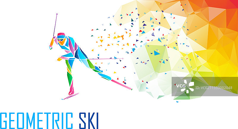 越野滑雪运动员剪影颜色图片素材