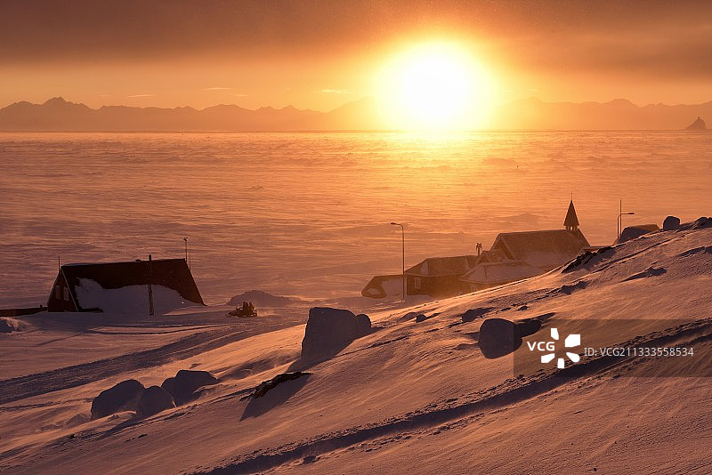 2016年2月，格陵兰的伊托克托洛米特和斯考兹比湾图片素材