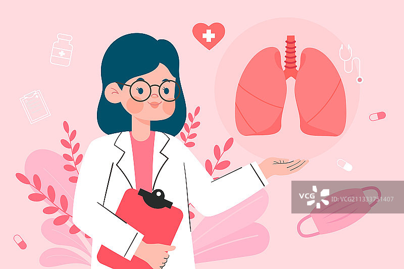 呵护肺健康矢量插画图片素材