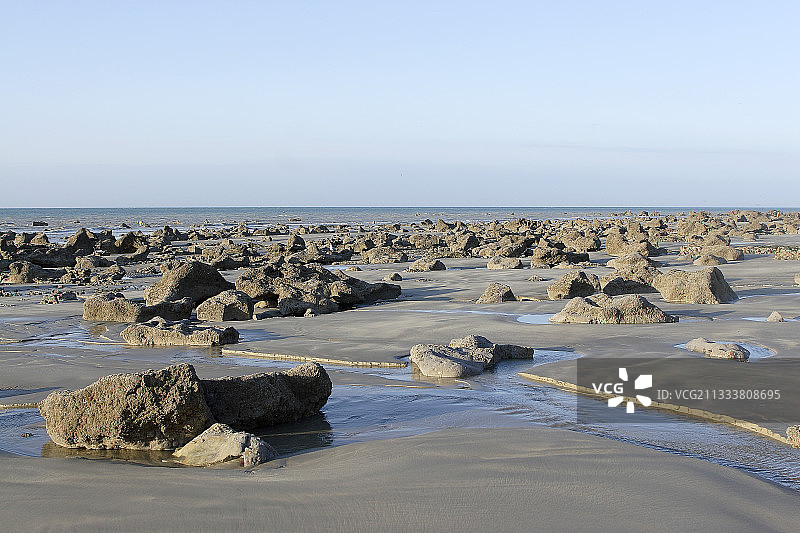 法国滨海索特维尔海滩，退潮时图片素材