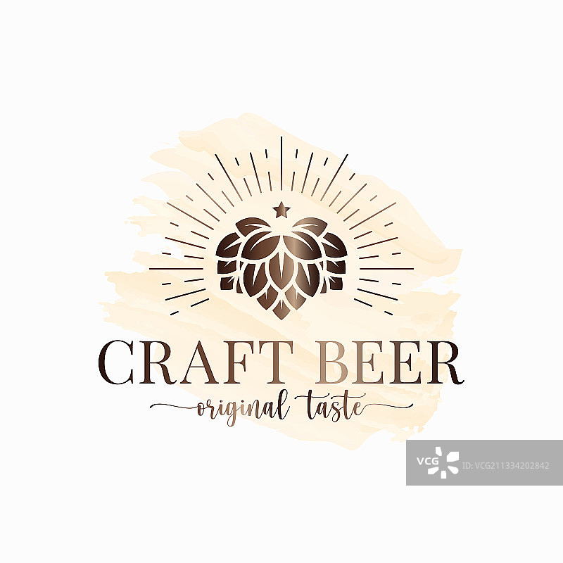 啤酒花水彩标志上的白色背景图片素材