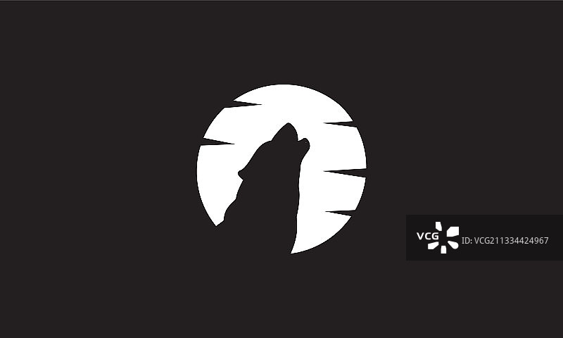 狼在月亮之夜嚎叫标志设计符号图标图片素材