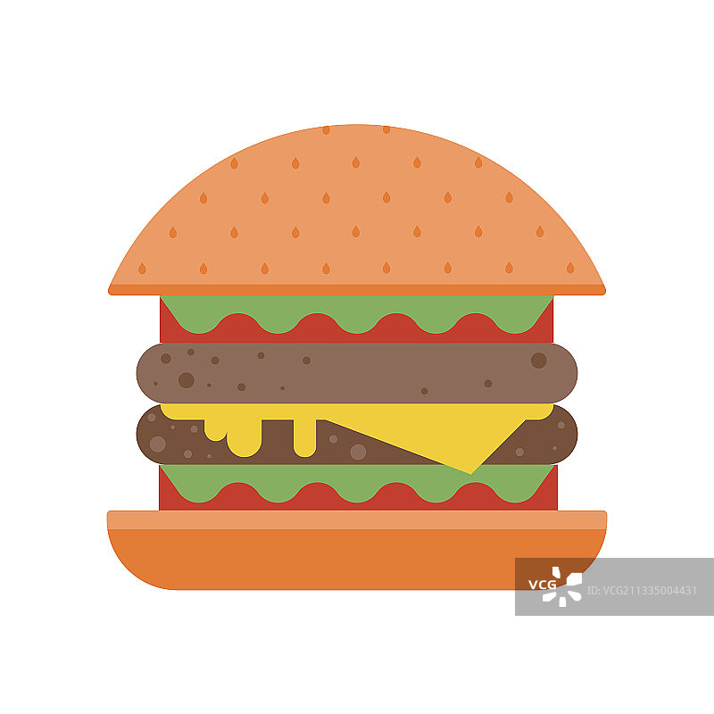 扁平汉堡或芝士汉堡快餐图标图片素材