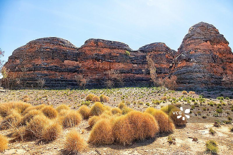 在天空上的景观岩石形成的观点，Purnululu，西澳大利亚，澳大利亚图片素材