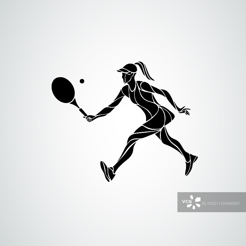网球运动员女性程式化抽象图片素材