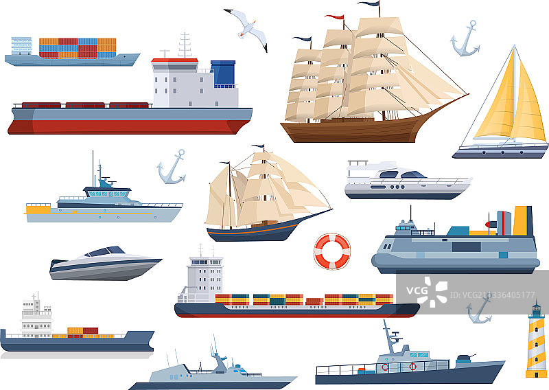 大型集海船在海上运输的船只图片素材