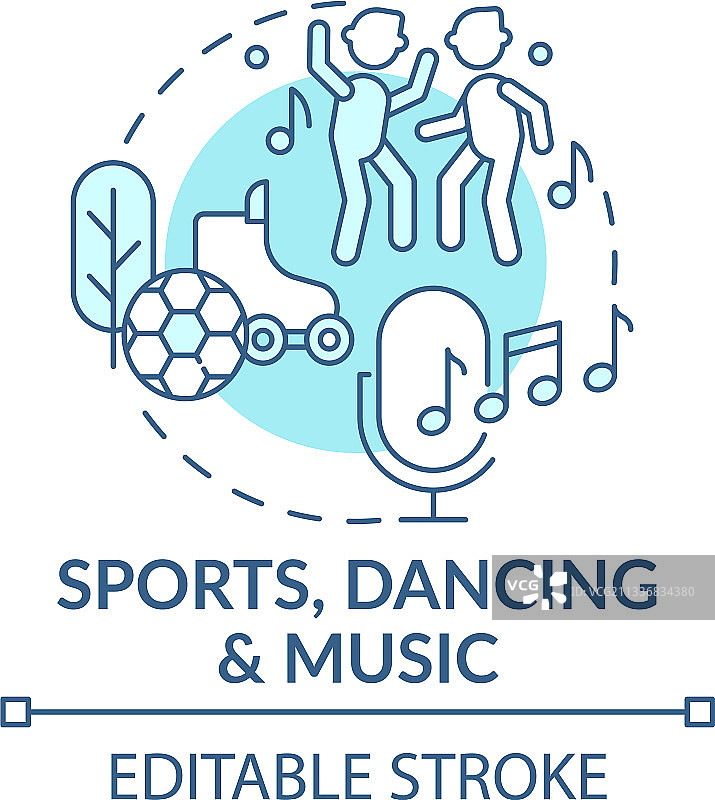 体育舞蹈和音乐蓝色概念图标图片素材
