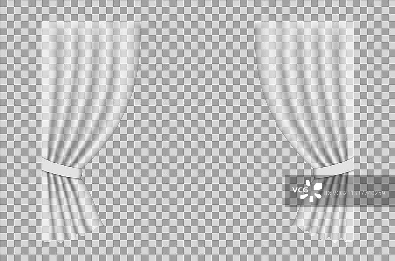 白色窗帘布窗帘与折叠隔离上图片素材