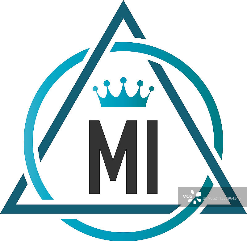 首字母mi圆三角形标志设计图片素材