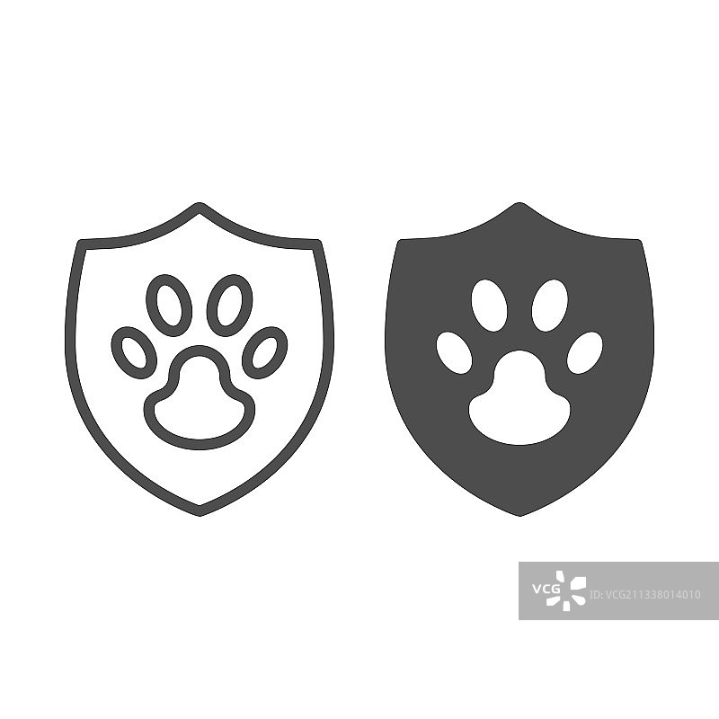 保护标志宠物线和固体图标图片素材