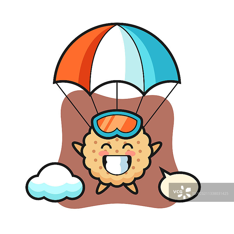 卡通吉祥物圆饼干是跳伞用的图片素材