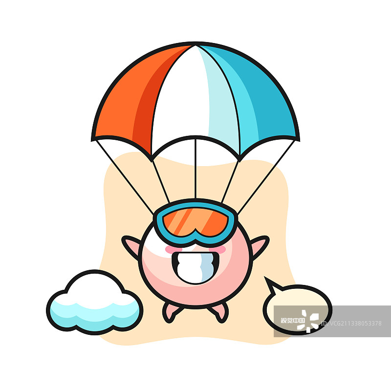 吉祥物卡通肉包子是跳伞与快乐图片素材