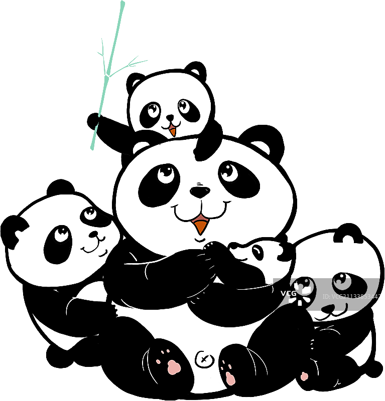 吉祥物大熊猫妈妈和她的孩子们图片素材