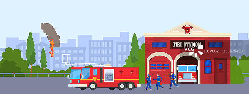城市建筑消防局应急消防车图片素材