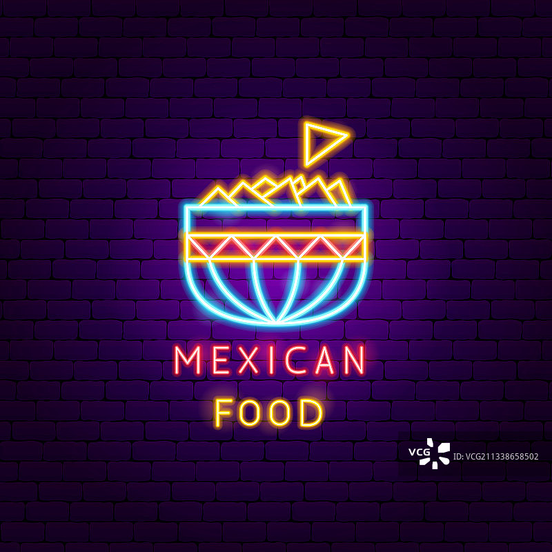 墨西哥食品霓虹标签图片素材