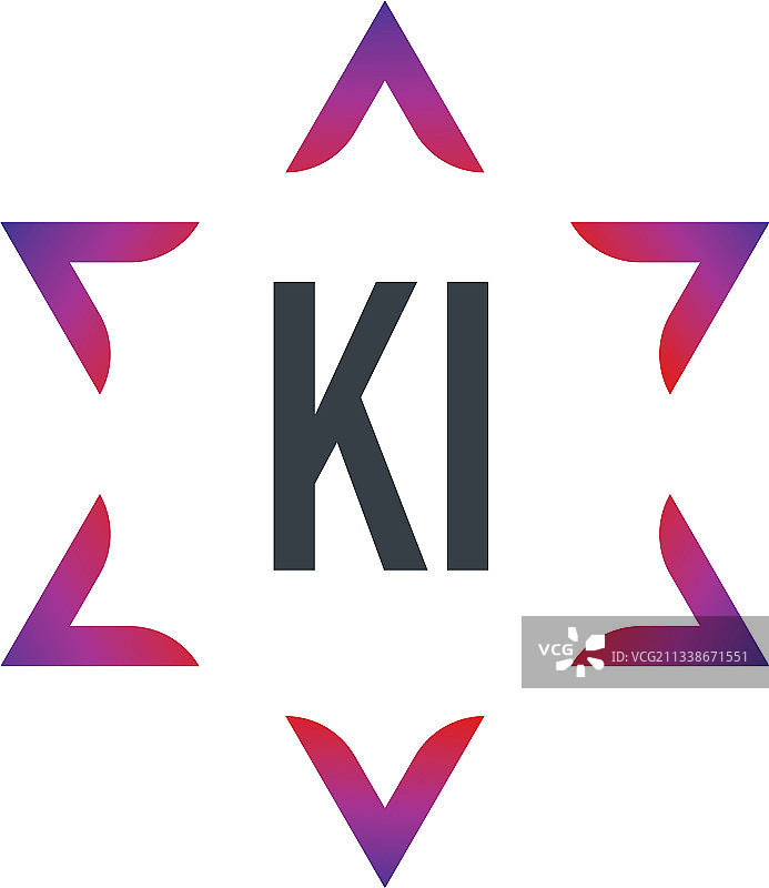 首字母ki星大卫创意logo设计图片素材