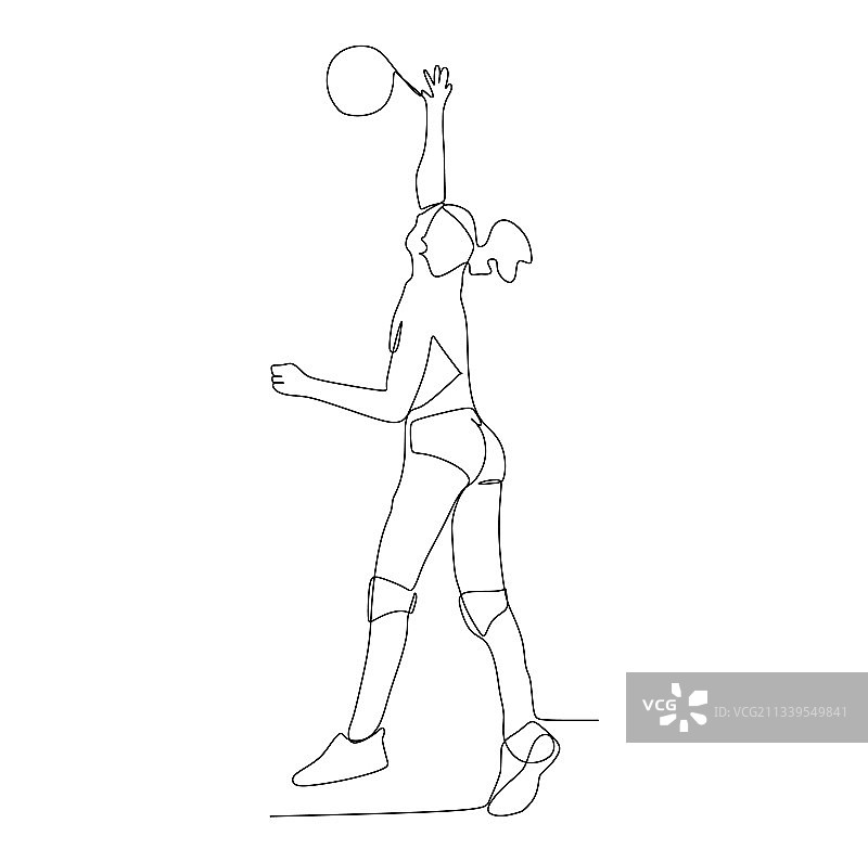 女子排球运动员跳扣球图片素材