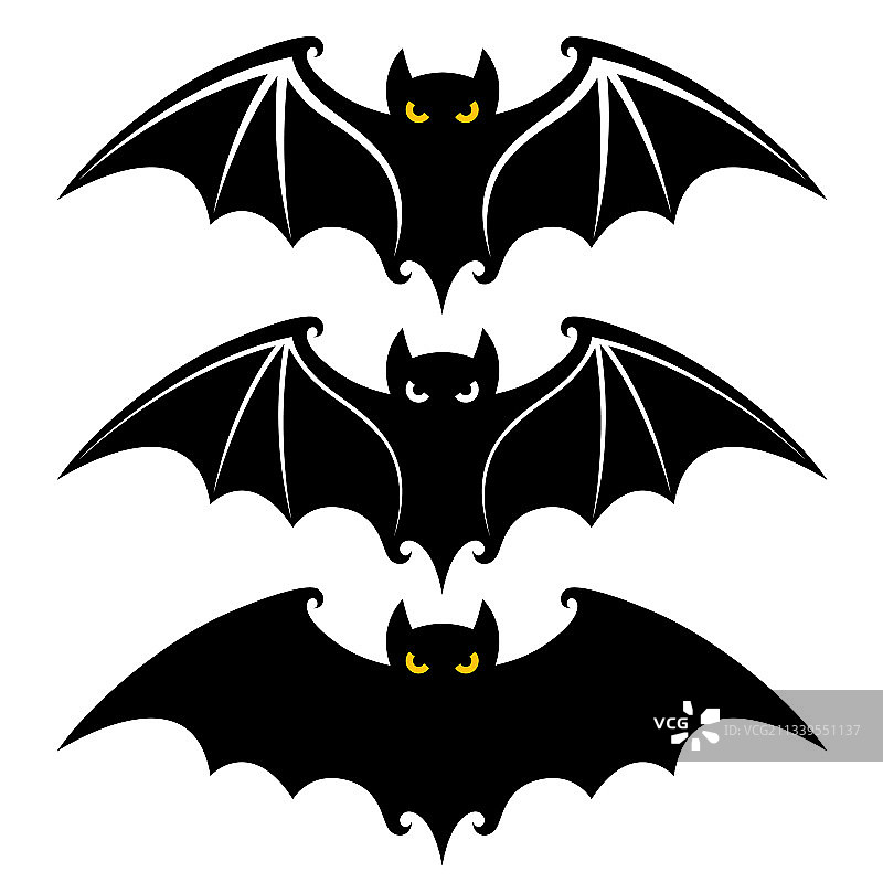 系列黑色万圣节蝙蝠设计孤立图片素材