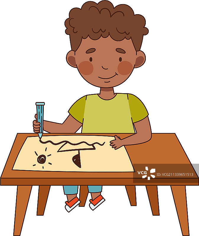 一个非裔美国男孩在幼儿园图片素材