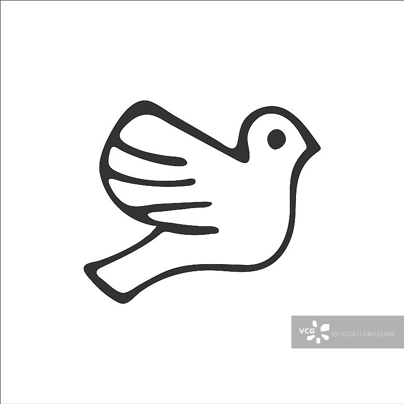 手绘鸽子图标孤立在白色背景图片素材