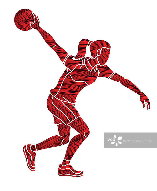 保龄球运动女性玩家动作卡通图形图片素材