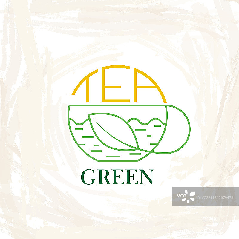 标志绿色或有机茶杯茶和茶图片素材