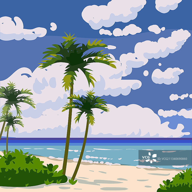 热带沙滩避暑胜地海滨沙滩棕榈树图片素材