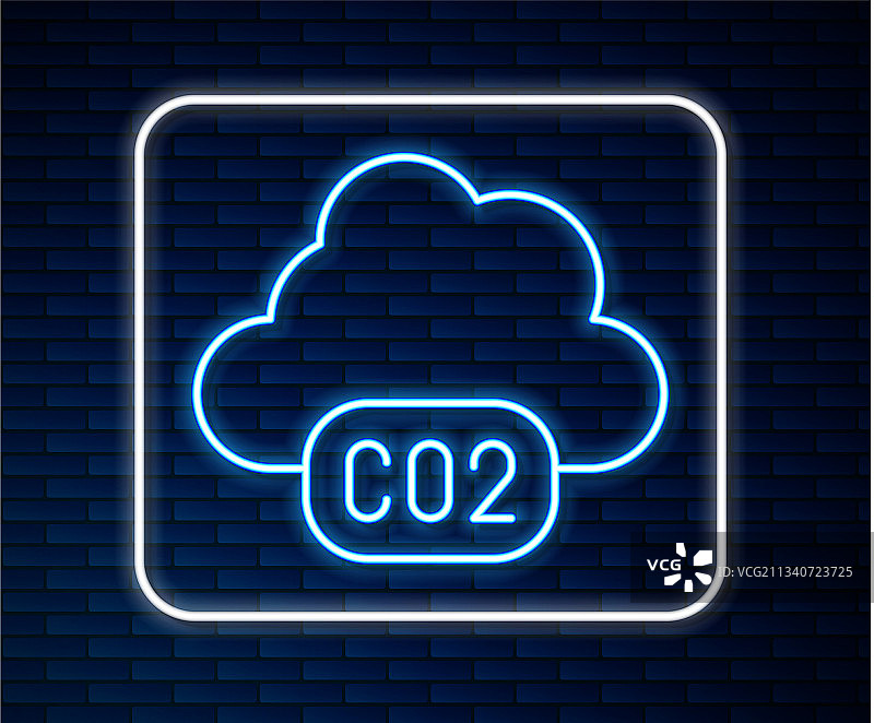 发光的霓虹灯线二氧化碳排放在云图标图片素材