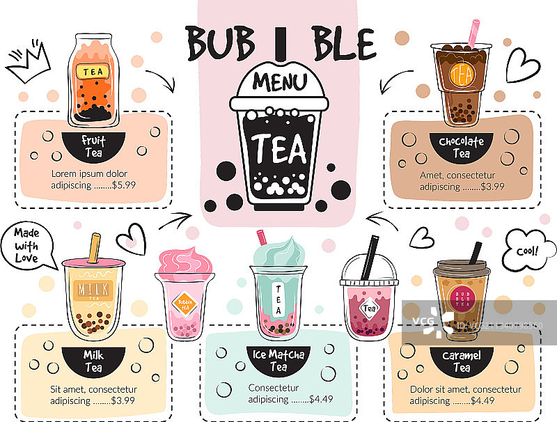 珍珠奶茶菜单咖啡美味饮品图片素材
