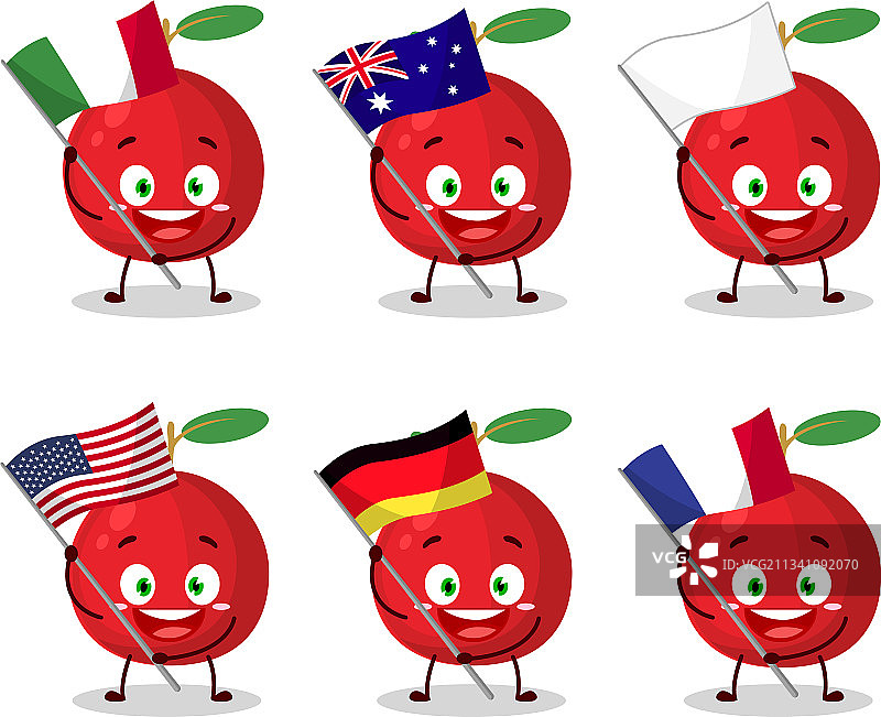 蔓越莓卡通带来了不同国家的国旗图片素材