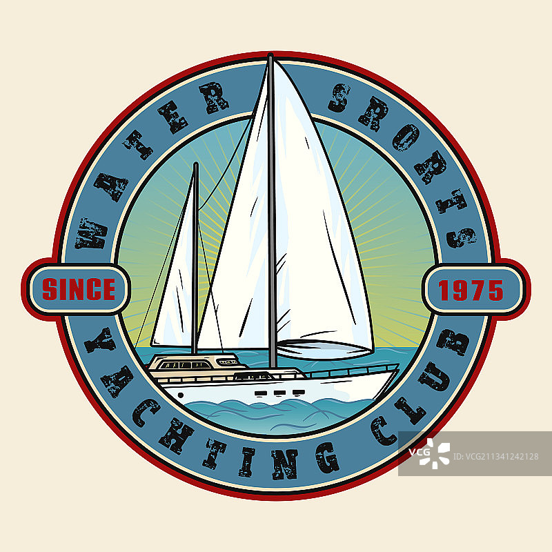 游艇俱乐部标志或徽章设计图片素材