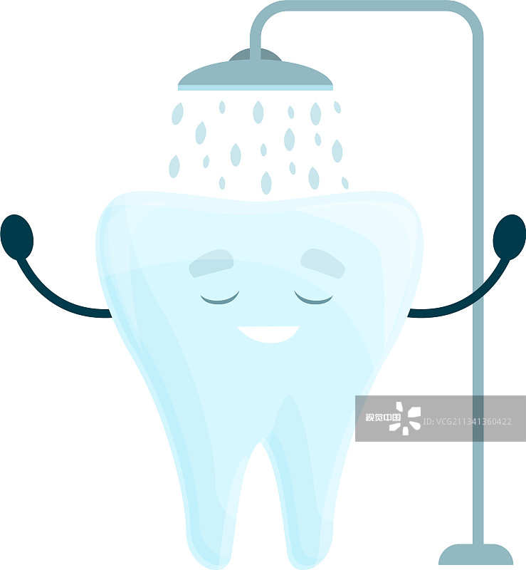 清洁牙齿淋浴图标卡通风格图片素材