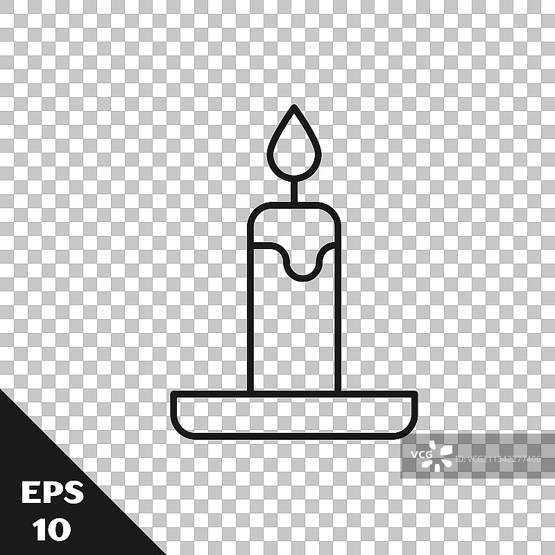 黑色线条燃烧的蜡烛在烛台图标图片素材