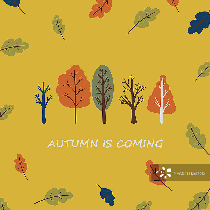秋天卡片海报模板与树木图片素材
