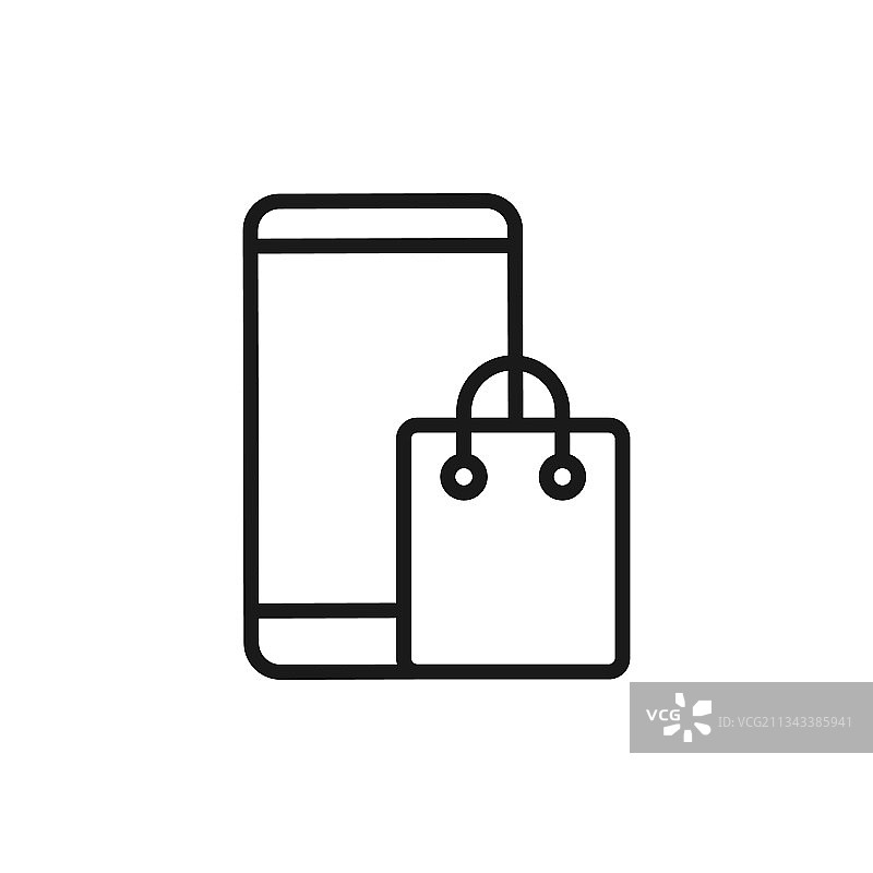 购物袋与手机图标设计图片素材