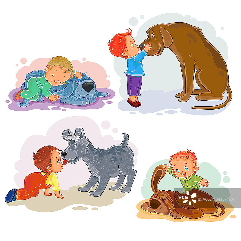 剪贴画小男孩和他们的狗图片素材