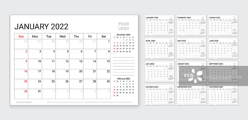 日历2022年计划模板每月图片素材
