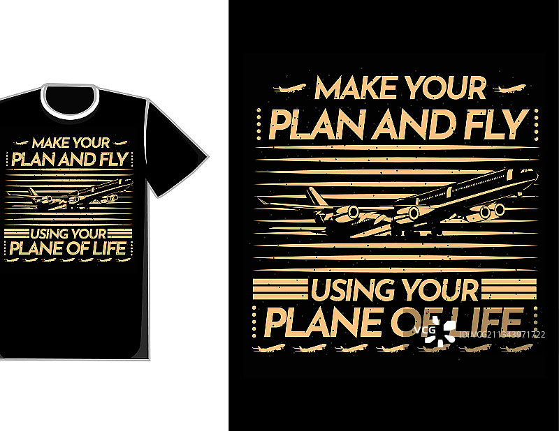 t恤排版计划和飞剪影飞机图片素材