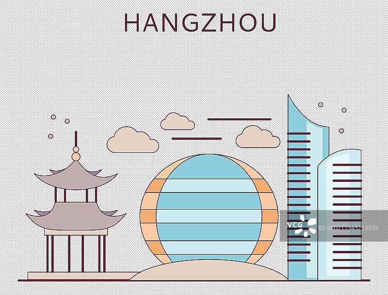 杭州城市地标建筑图片素材