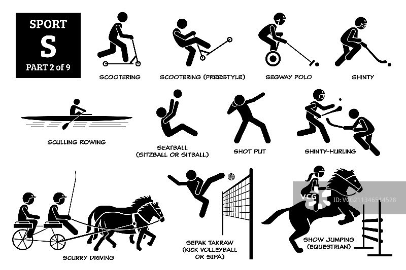 运动游戏字母表的图标象形图踏板车图片素材