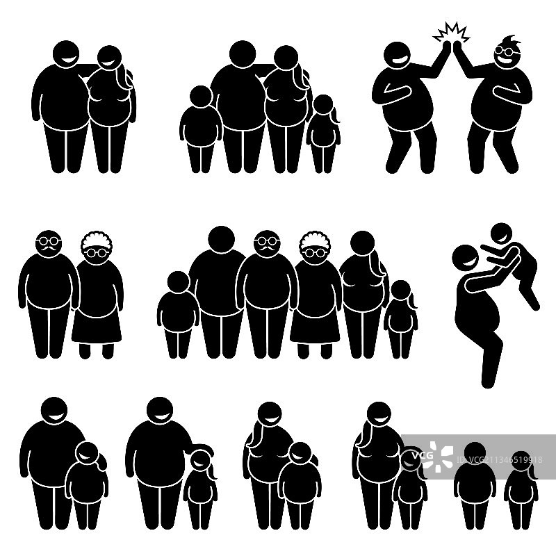 家庭肥胖肥胖超重人站立图片素材